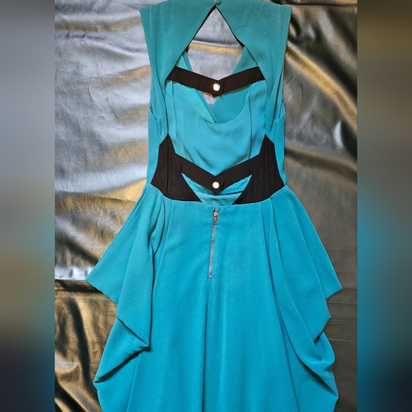 Alice & Olivia Gretchen Open Back Teal Dress Size 4 - Picture 11 of 14